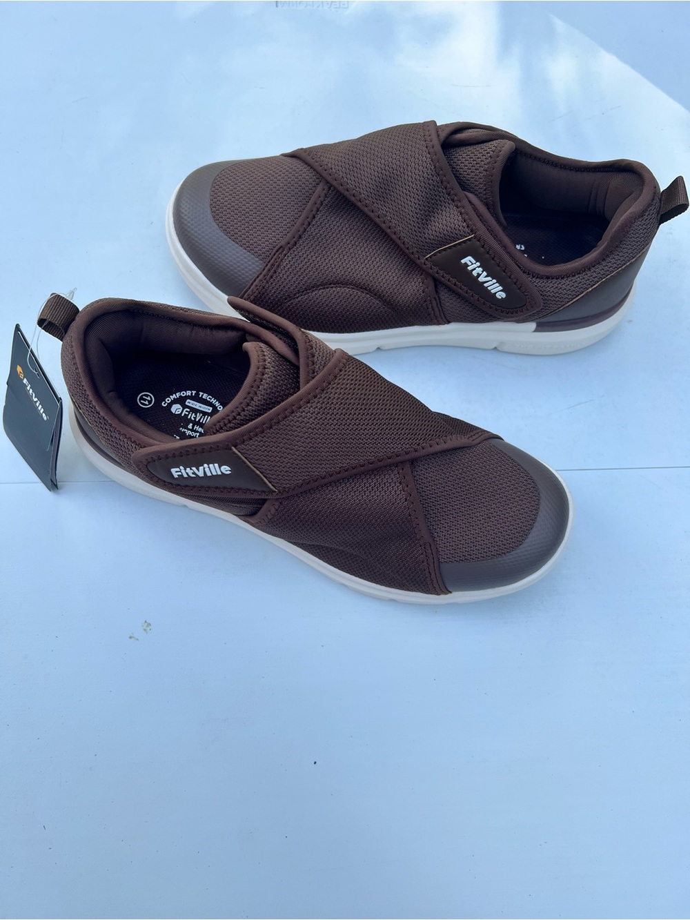 FitVille Diabetic Brown Slip-On Sneakers Men’s 11 EW